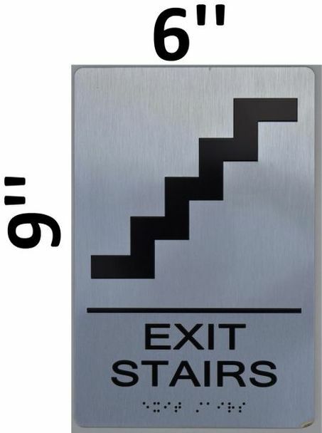 EXIT STAIRS SIGN (Aluminum, Silver, size 6×9)-REF24-1027