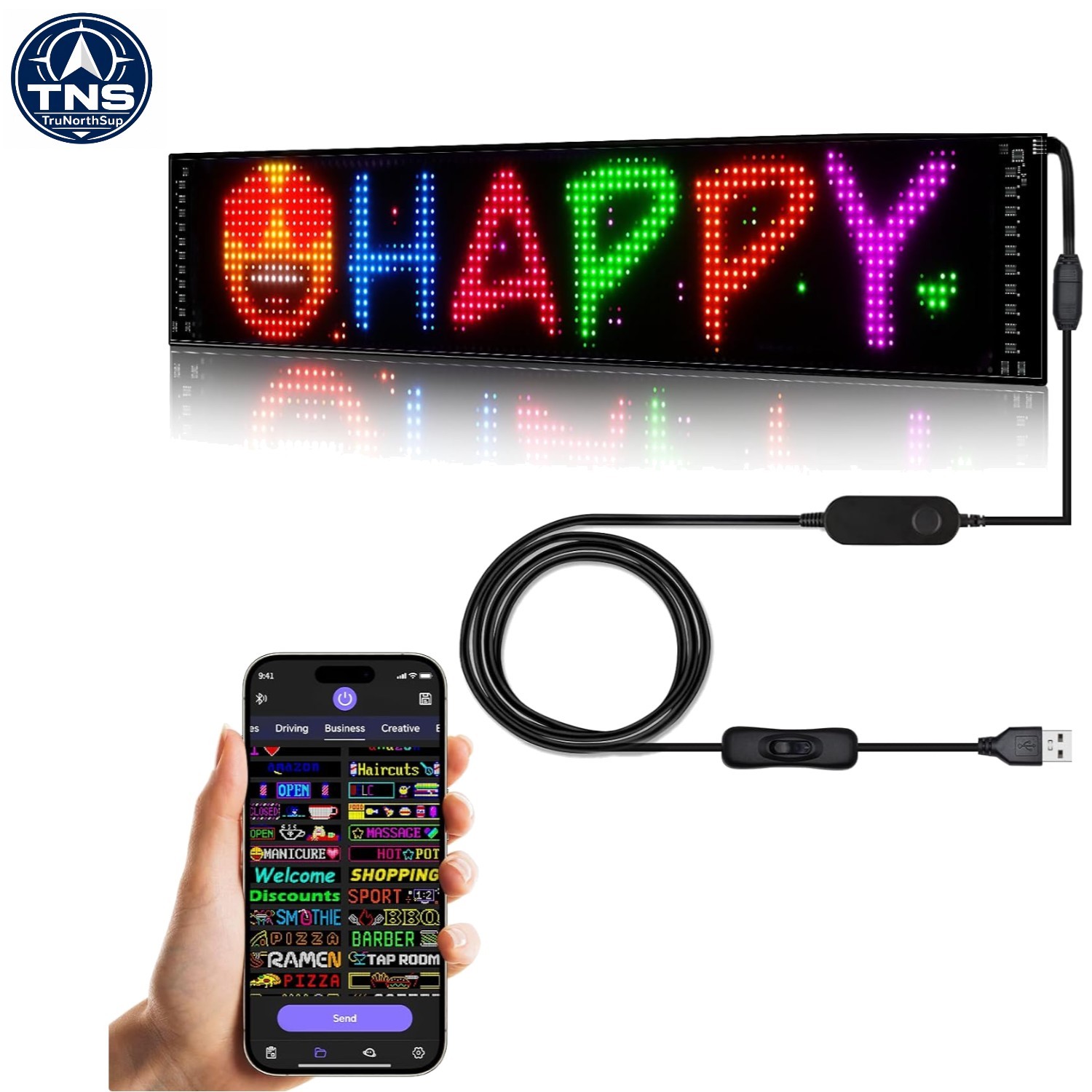 Programmable LED Car Sign Bluetooth Control Waterproof 23×5 Inchs Custom Text…