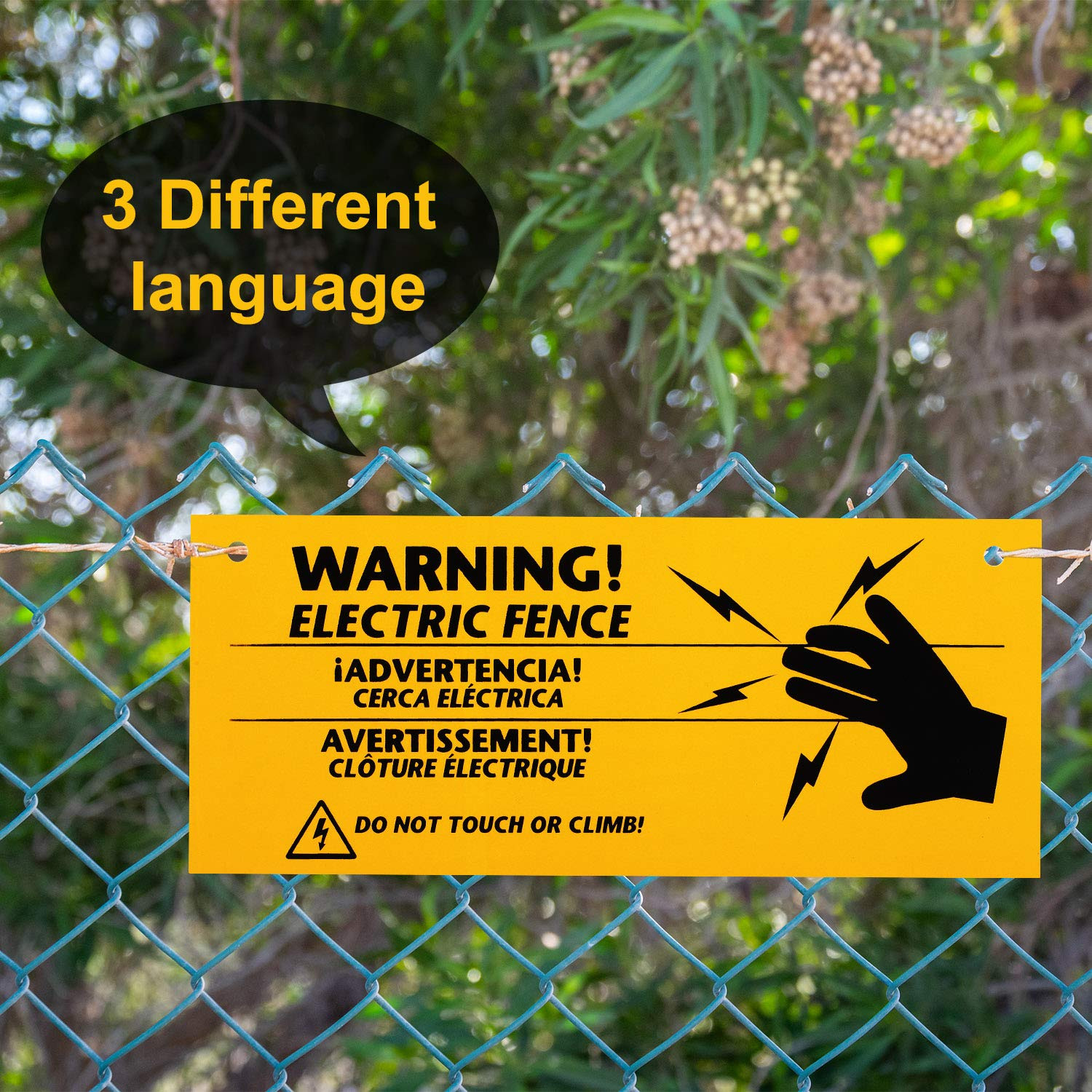 8 Pieces Electric Fence Warning Signs 10 X 4 Inch Plastic Danger Electric Fence