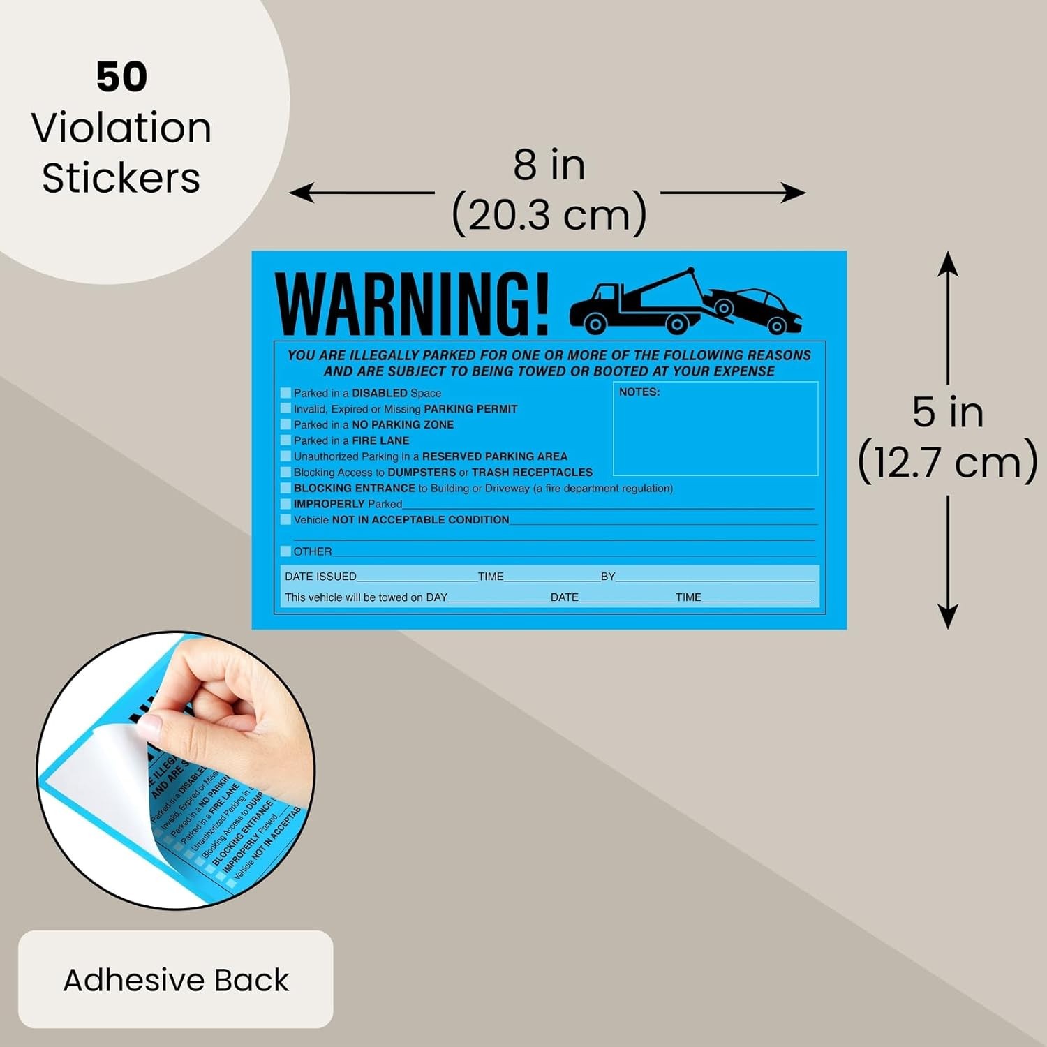 Juvale Tow Stickers for Vehicles – 8 x 5 in, Blue, 50 Pack 8 x 5 Inches, blue