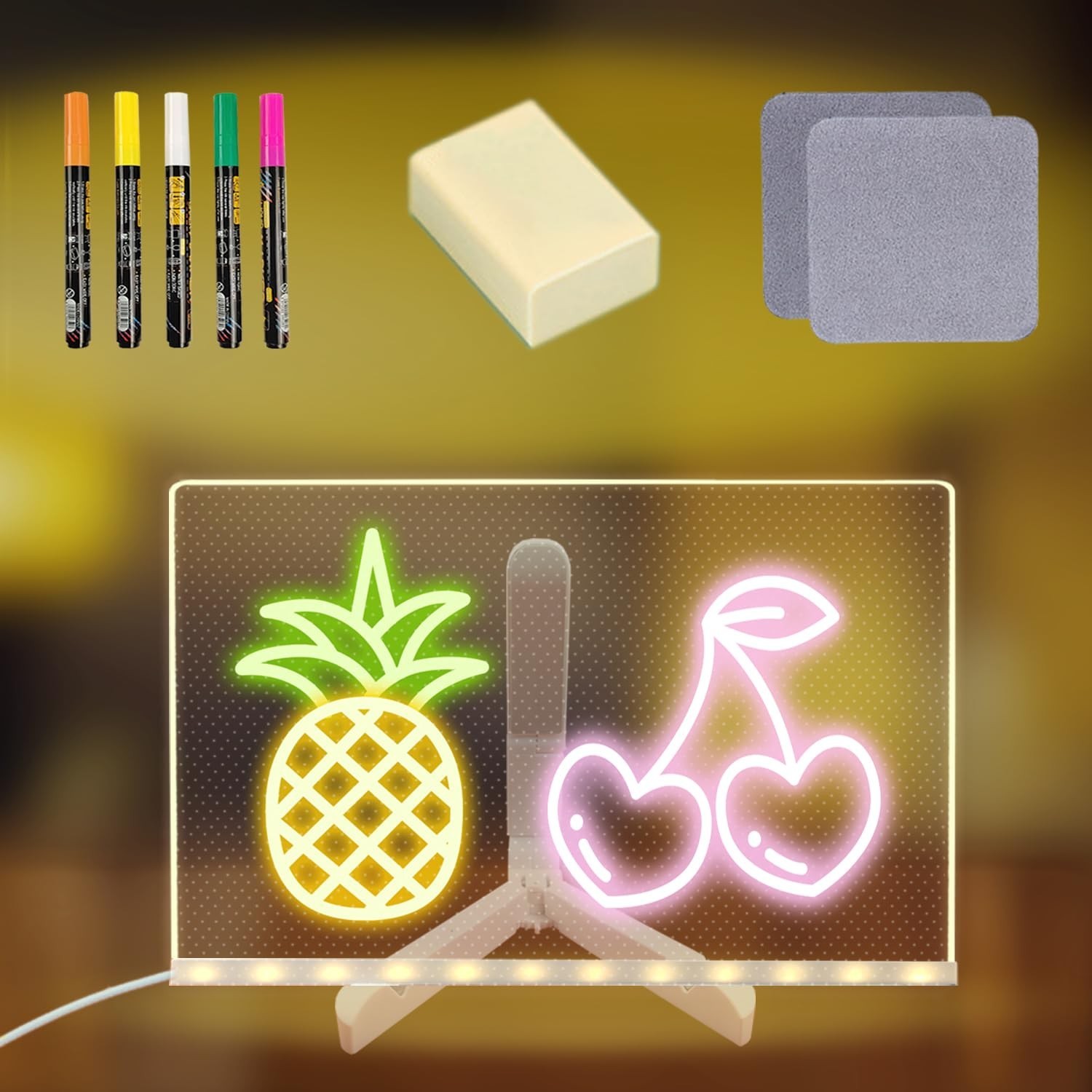 Acrylic Dry Erase Board with Light Up Acrylic Message Board Large, Acrylic Bi…