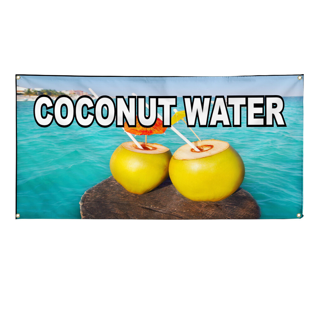 Vinyl Banner Multiple Sizes Coconut Water Food Fair Restaurant Cafe Market