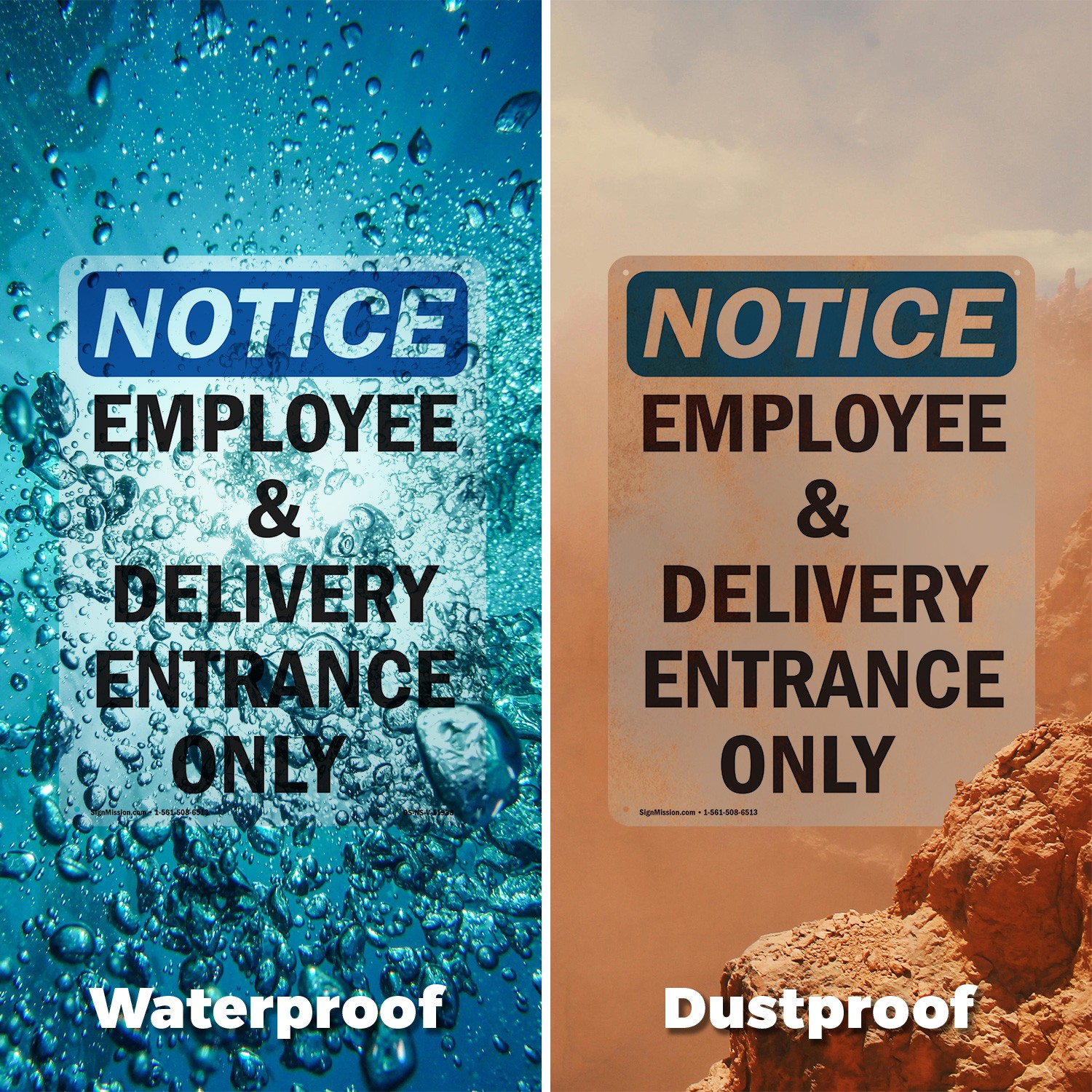 Employee And Delivery Entrance Only OSHA Notice Sign Or Decal – 5 or 10 Pack
