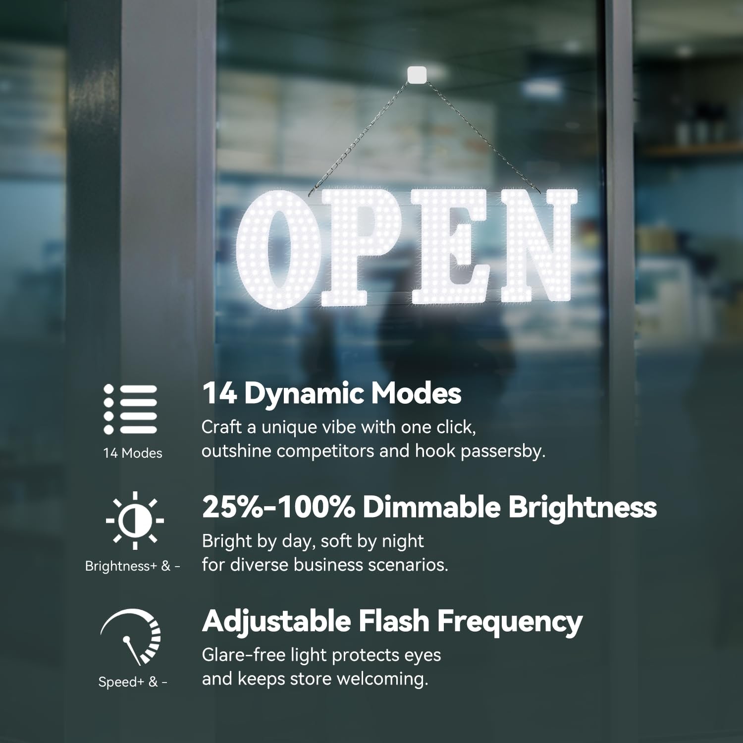 LED Open Signs for Business, 30 » x 10&Prime; Large Bright Flashing Open Sign with …