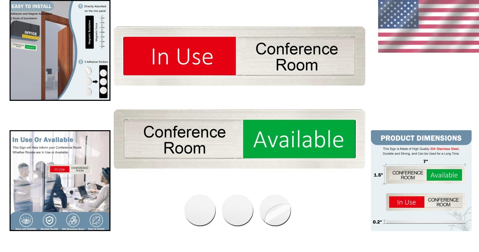 Vacant Occupied Slider Door Sign Stainless Steel 7