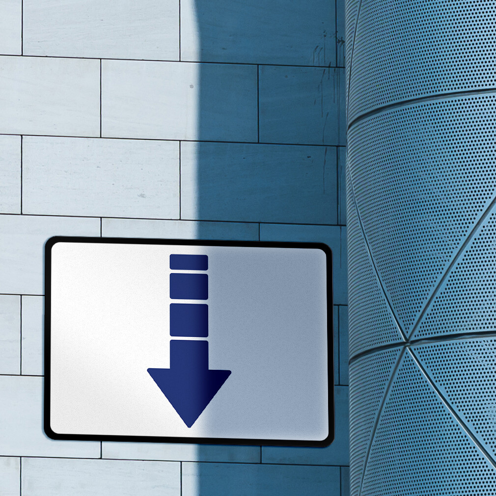 Horizontal Metal Sign Down Directional Acrylic Weatherproof Street Signage