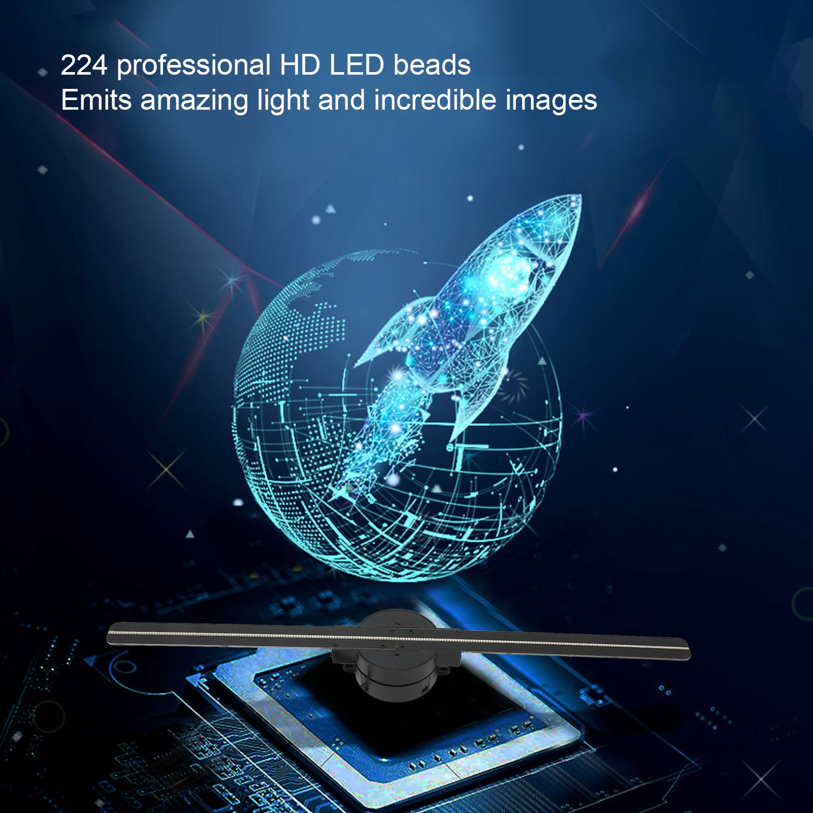 3D Hologram Fan Borderless Floating Display Remote & App Control Advertising Fan