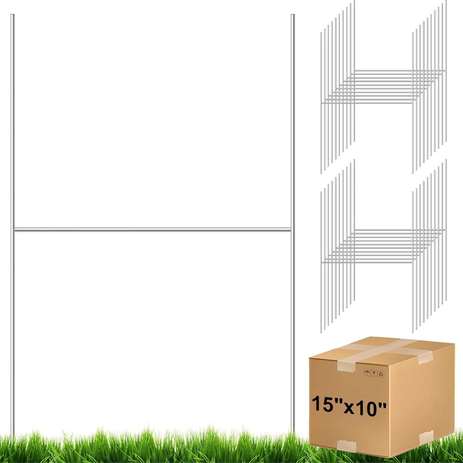 100 Pcs Yard Sign Stakes Metal 15&Prime;X10&Prime; H Frame Wire Yard Stakes Use with Corruga