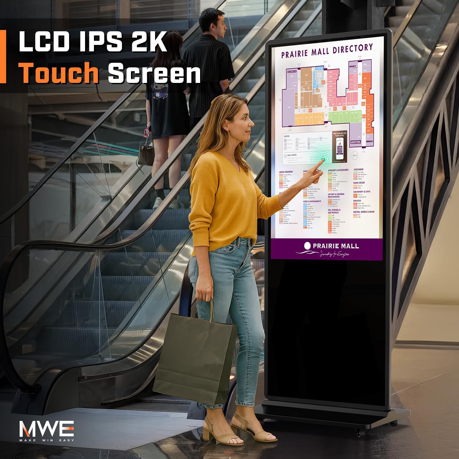 MWE 32 Inch Indoor Digital Signage Displays Touchscreen Kiosk Floor Standing
