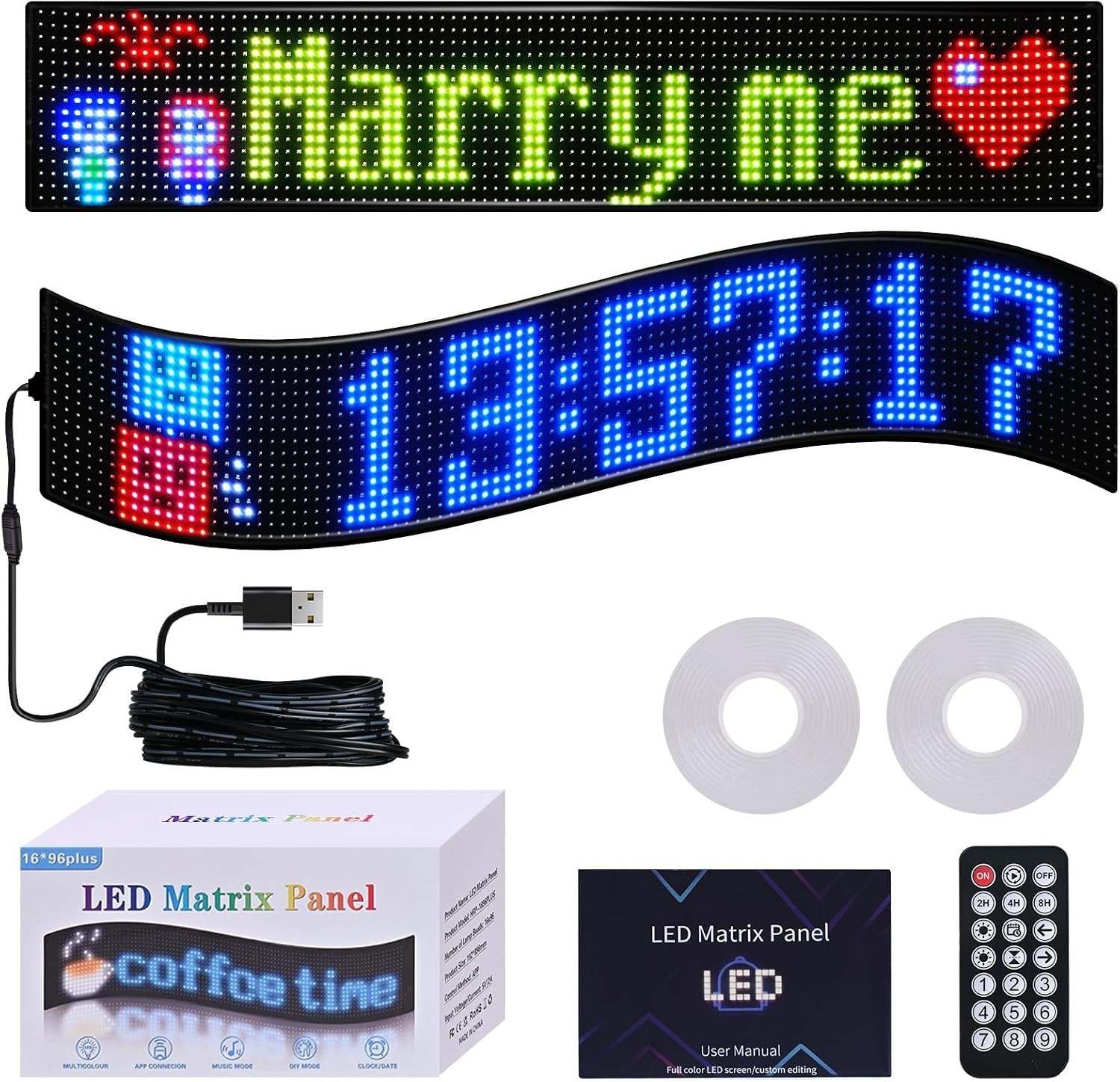 Smart App Controlled LED Sign – 36.2&Prime;x7.6&Prime; Vibrant Banner for Business Displays