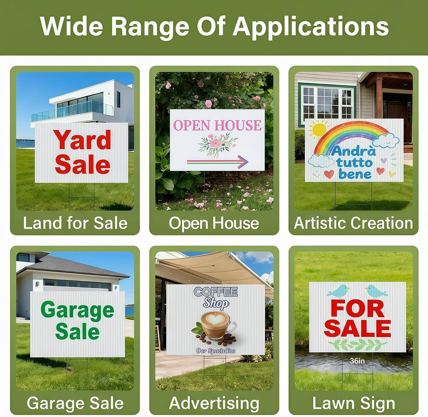 2 Pack 24 X 36 Inch Blank Yard Signs, Large Poster Board with Metal Stakes, Yard