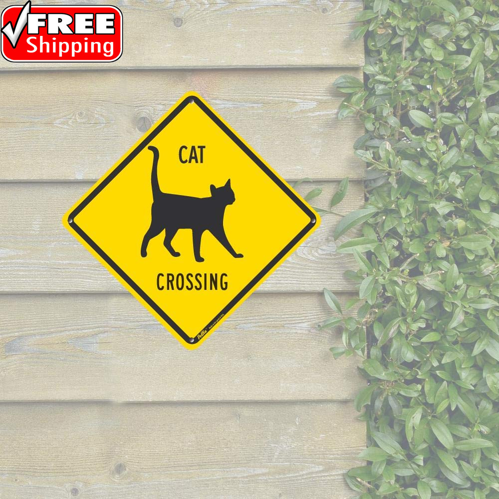 Petka Signs and Graphics Pkac-0153-Na_10X10 « Cat Crossing » Aluminum Sign, 10&Prime; X