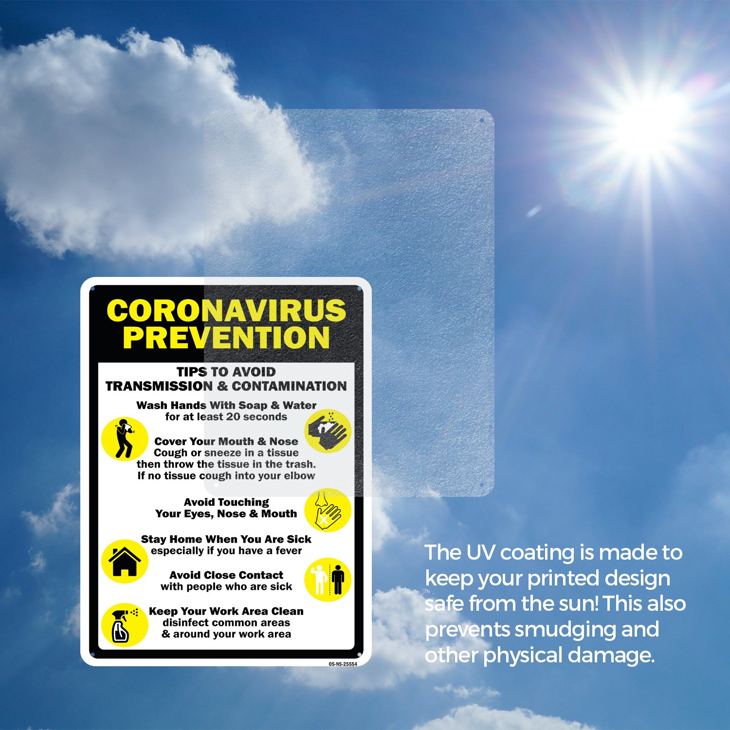 Coronavirus Prevention Tips To Avoid Transmission Public Safety Sign 5/10 Pack