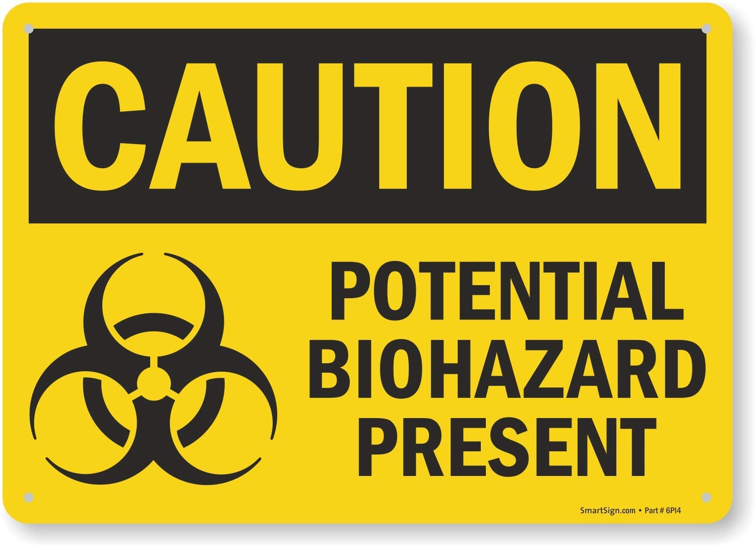 10×14 Inch Caution Potential Biohazard Present Plastic Sign Warning Safety