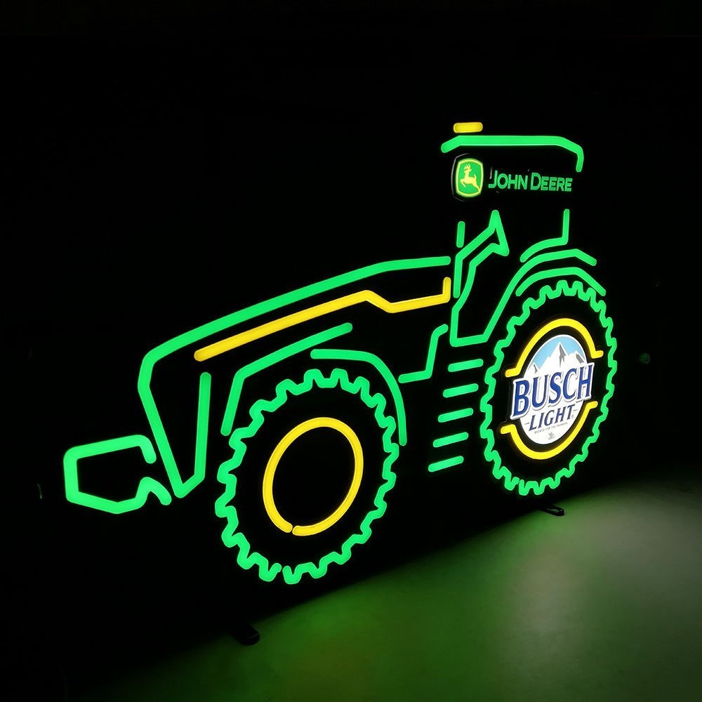 John Deere Tractor LED Neon Sign Busch Light Garage Bar Wall Decor 31 X 21 Inc