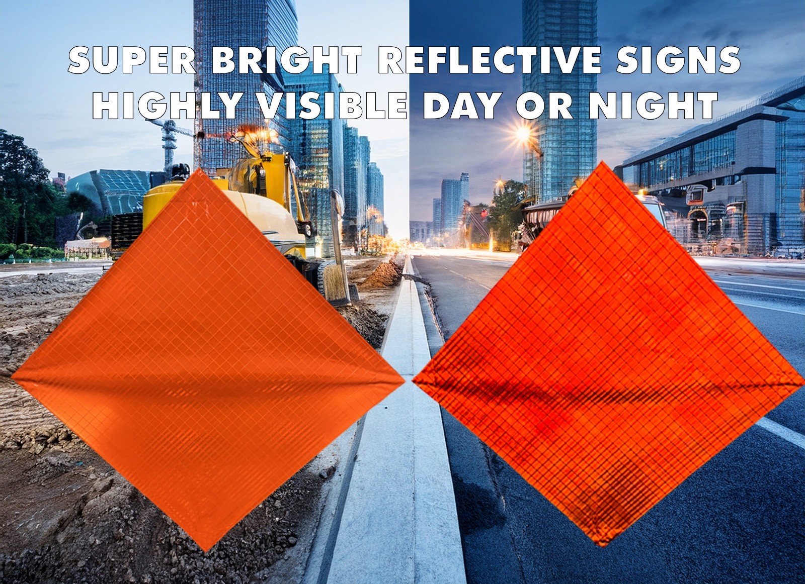 Custom 36&Prime; Orange Reflective Roll-Up Traffic Safety Sign MUTCD