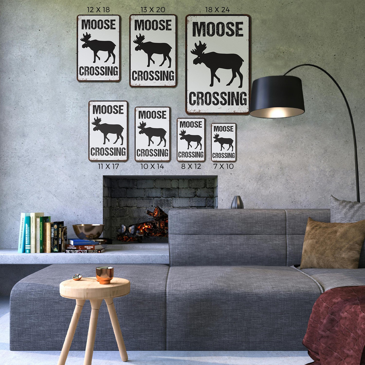 Moose Crossing Distressed Sign Antlers Have Right Of Way Perfect for Cabins