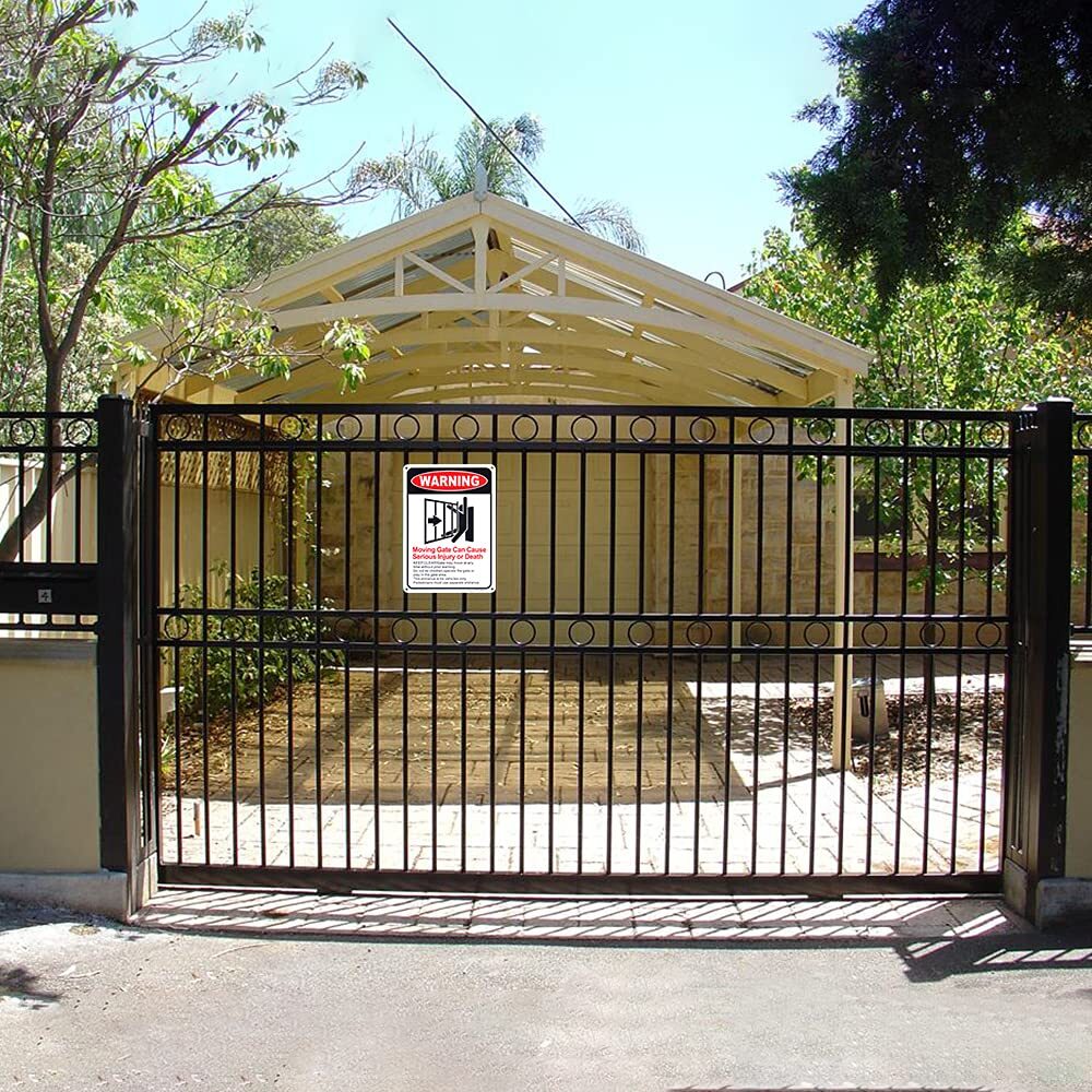 2 Pack « Moving Gate Can Cause Injury » Reflective Aluminum Signs 10&Prime;x7&Prime;