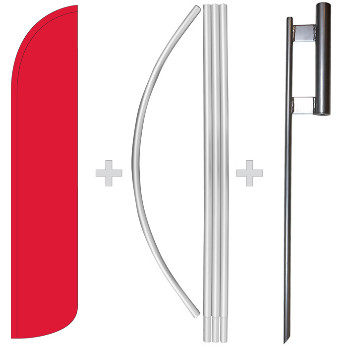 Solid Red 15&prime; Tall Windless Swooper Feather Banner Flag & Pole Kit