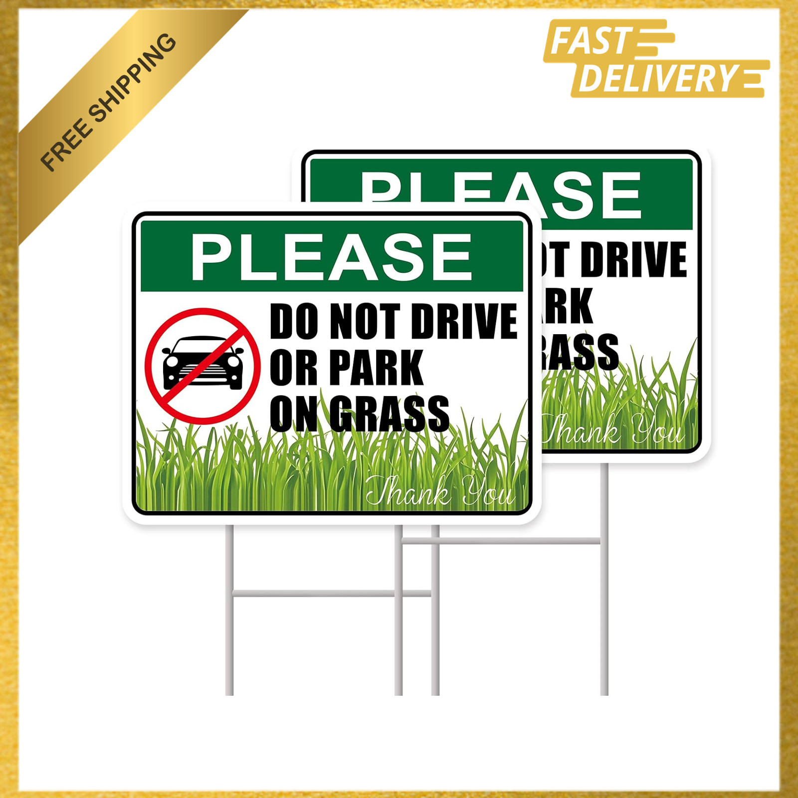 No Parking Signs With Stakes 13×10 Inches Double Sided Corrugated Plastic