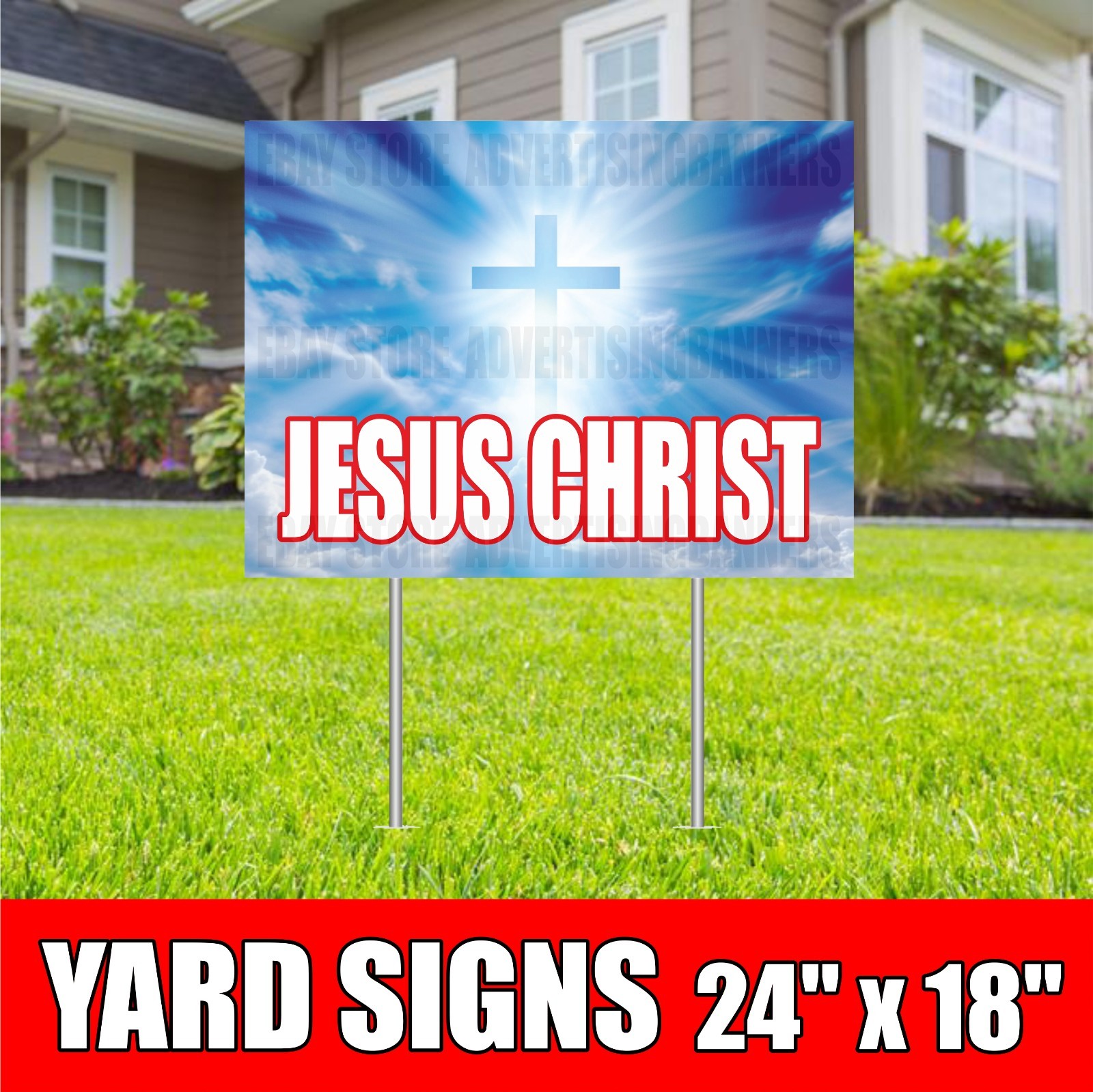 JESUS CHRIST Yard Sign with H-Stakes Lawn Sign Got church christian religion