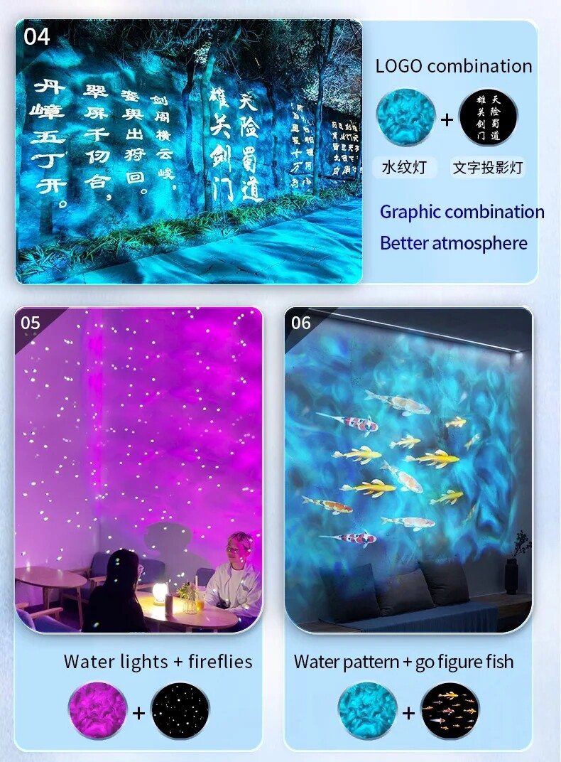 40W-600W Waterproof Outdoor Water Wave Ripple Ocean Effect GOBO Light Projector