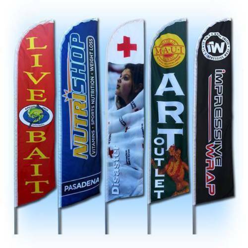 15&prime; Regular Print Custom Swooper Advertising Flag Feather Banner + Pole & Spike