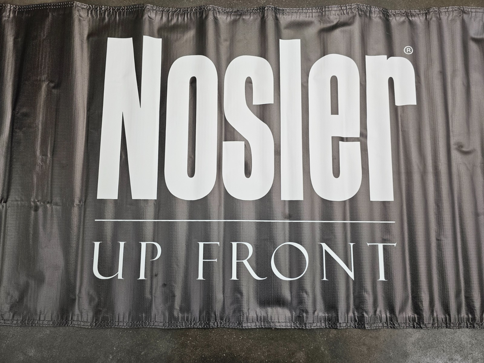 NEW Nosler | Up Front | Black Vinyl Banner Poster, 24&Prime; by 48&Prime;, 4 Metal Grommets