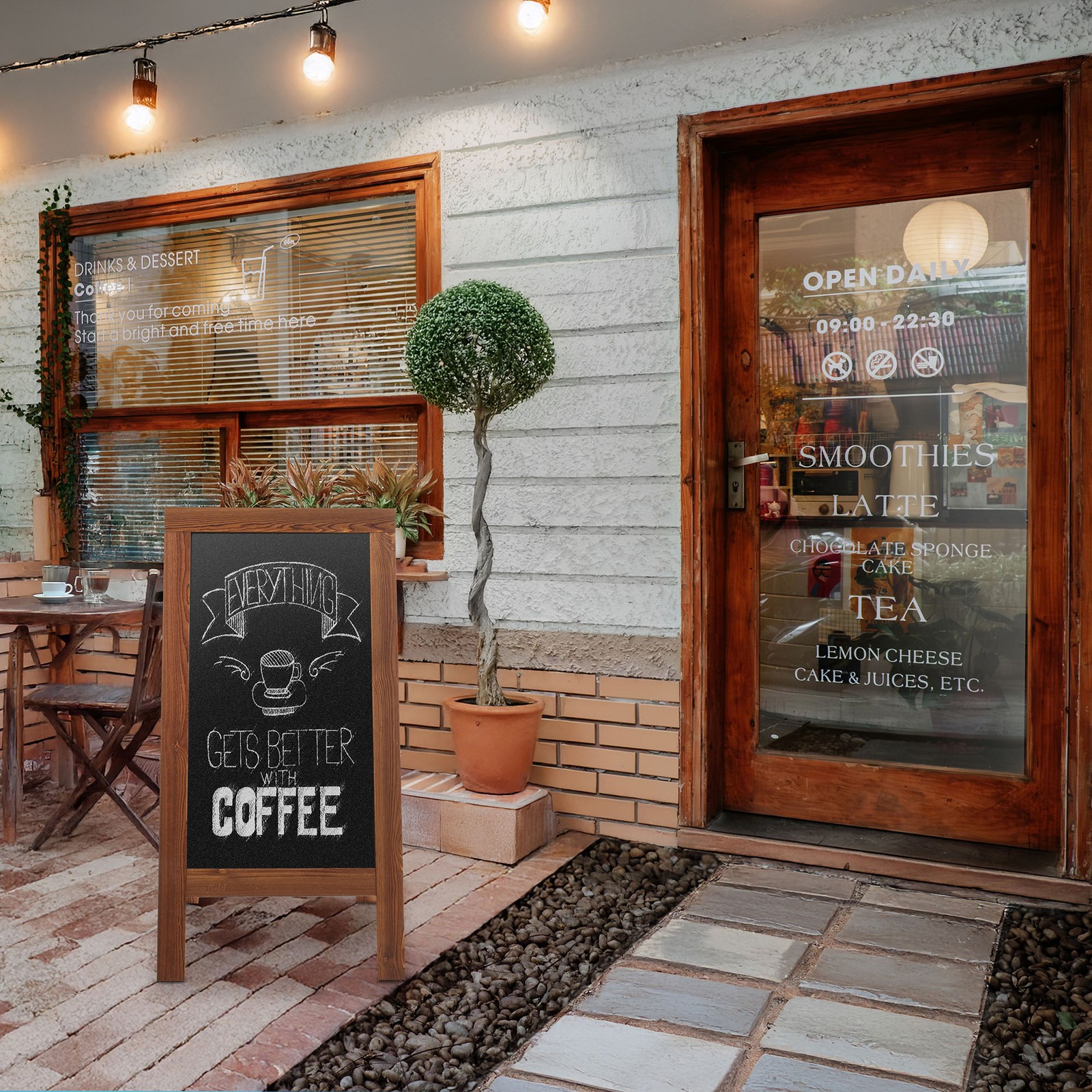 A Frame Chalkboard Sign, 40&Prime;x20&Prime; Double-Sided Magnetic Menu Board, Rustic Brown