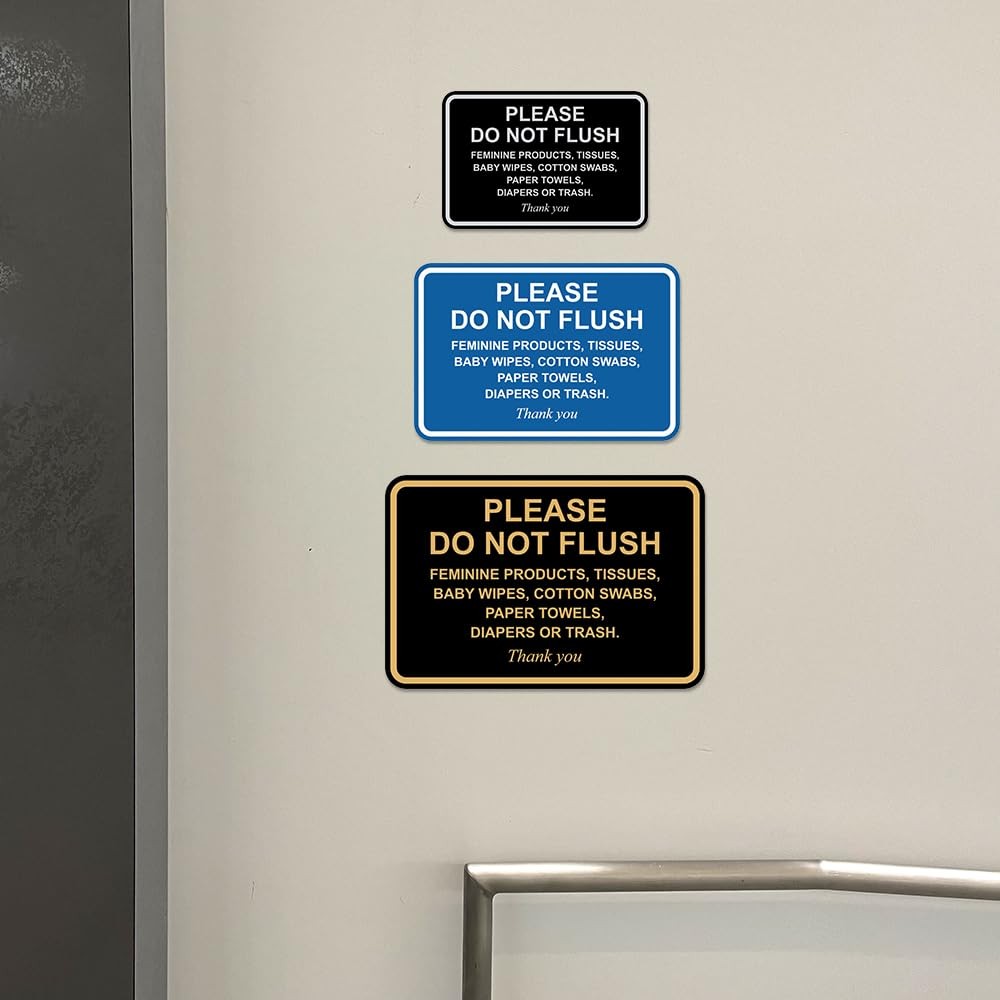 1 PCS 4×6 Inch Framed Please Do Not Flush Thank You Bathroom Sign Silver
