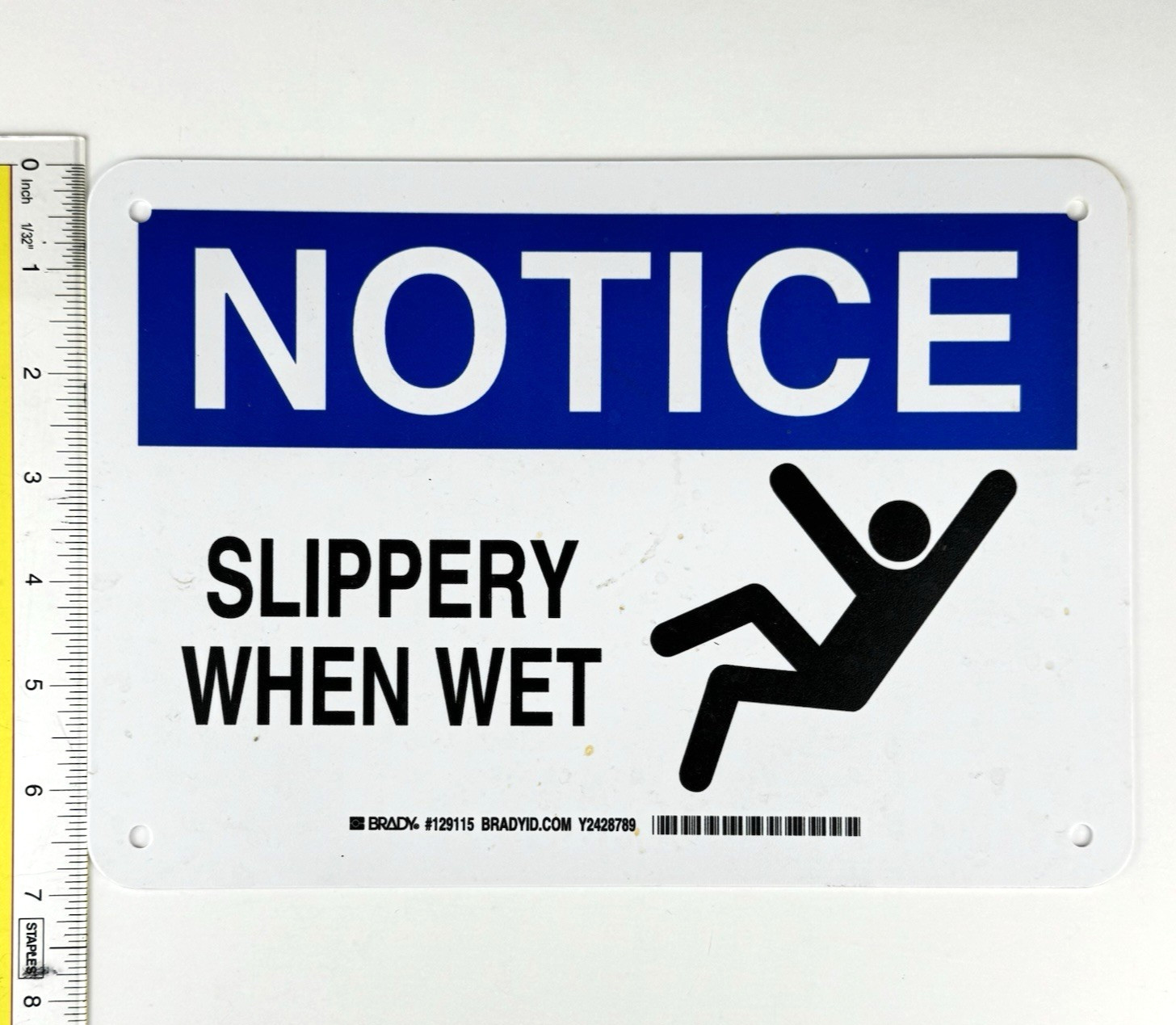 SLIPPERY WHEN WET Sign 10&Prime; x 7&Prime; – Brady Corporation Y2428789 Operational Sign