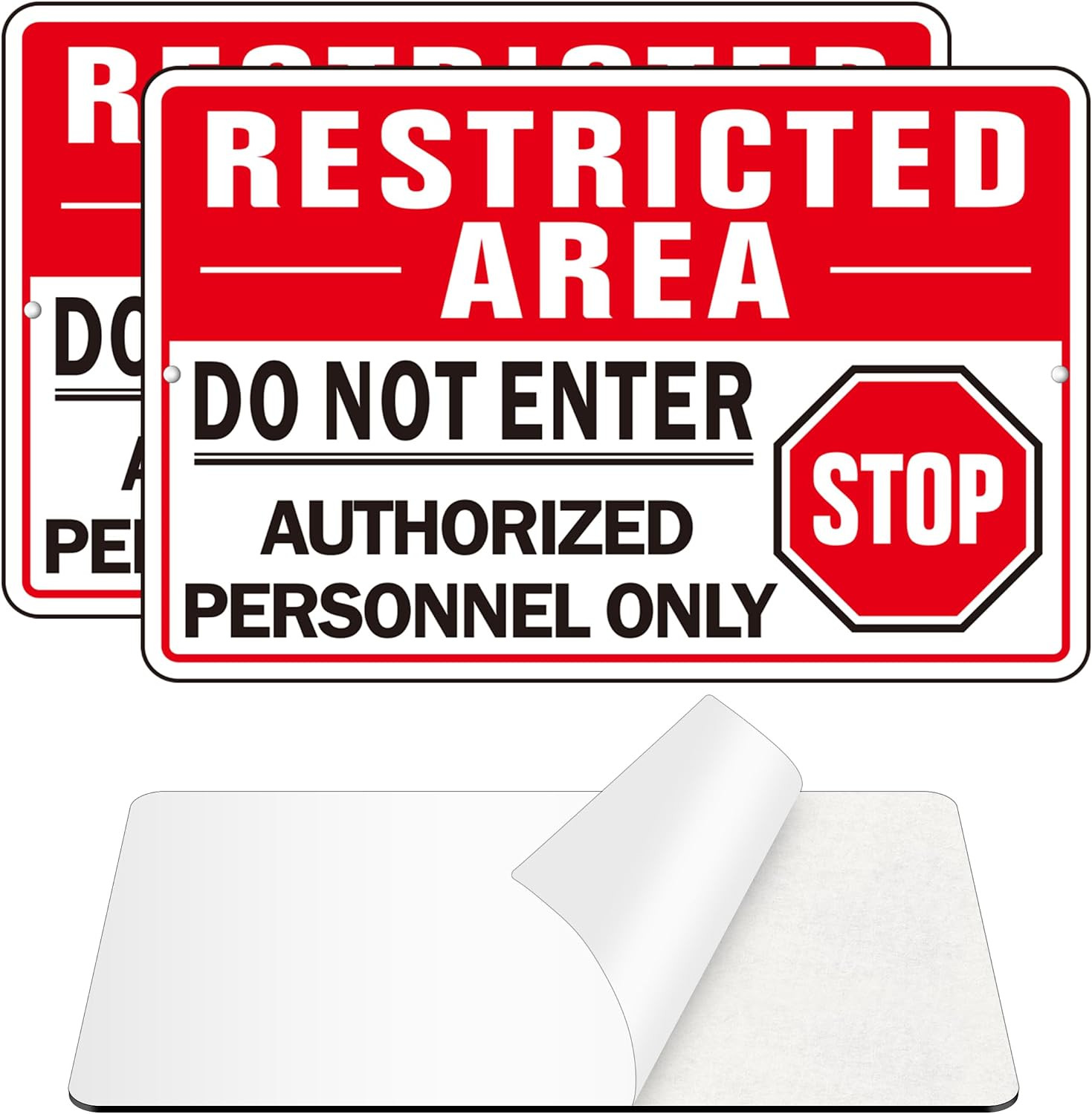 Do Not Enter Signs, Self Adhesive Authorized Personnel Only Sign, (2 Pack) Restr