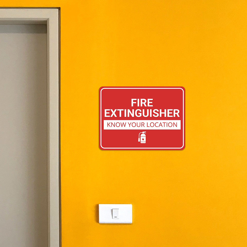 Classic Framed Plus Fire Extinguisher – Know Your Location Door or Wall Sign