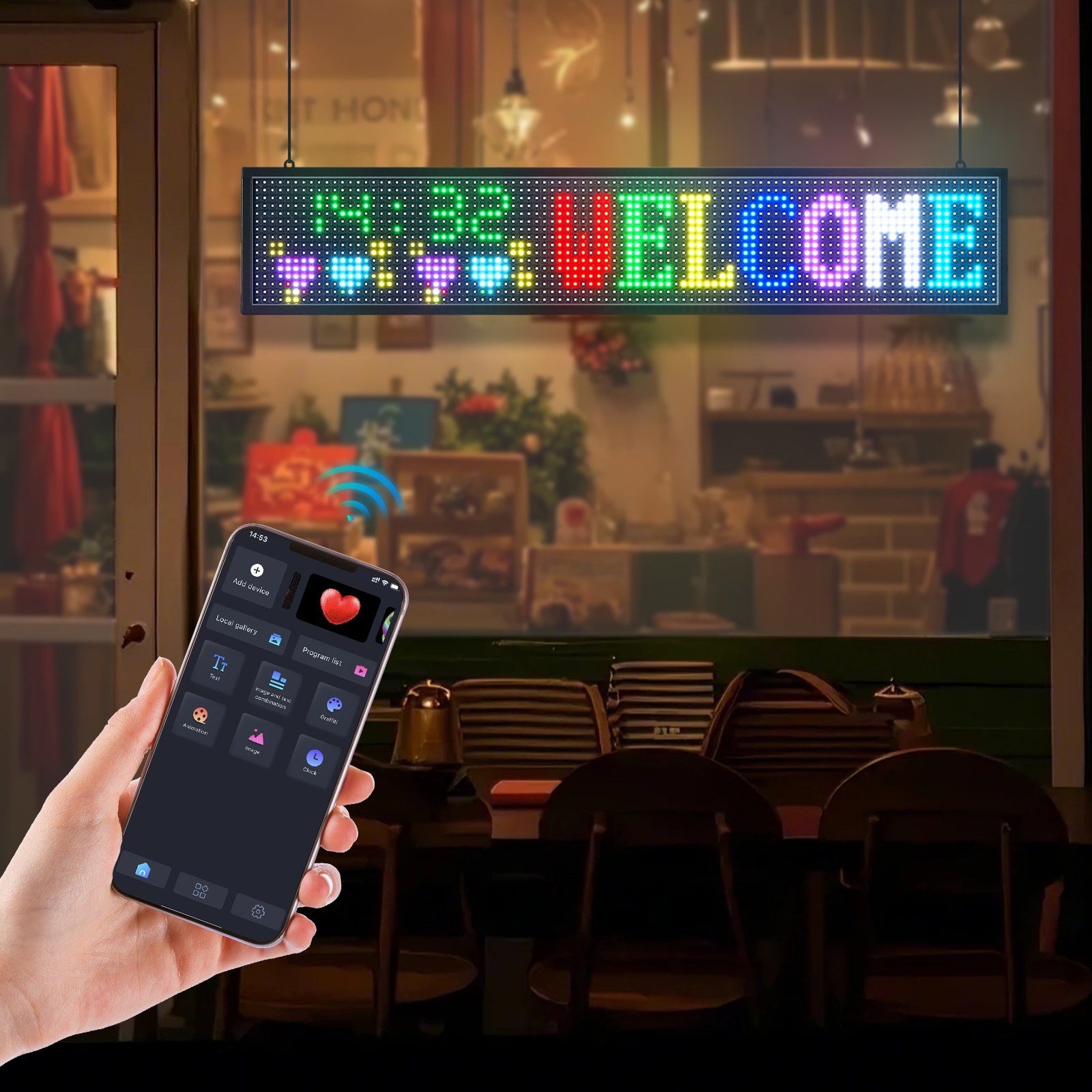 VEVOR 40×8 in Programmable LED Sign Digital Scrolling Display Board P10