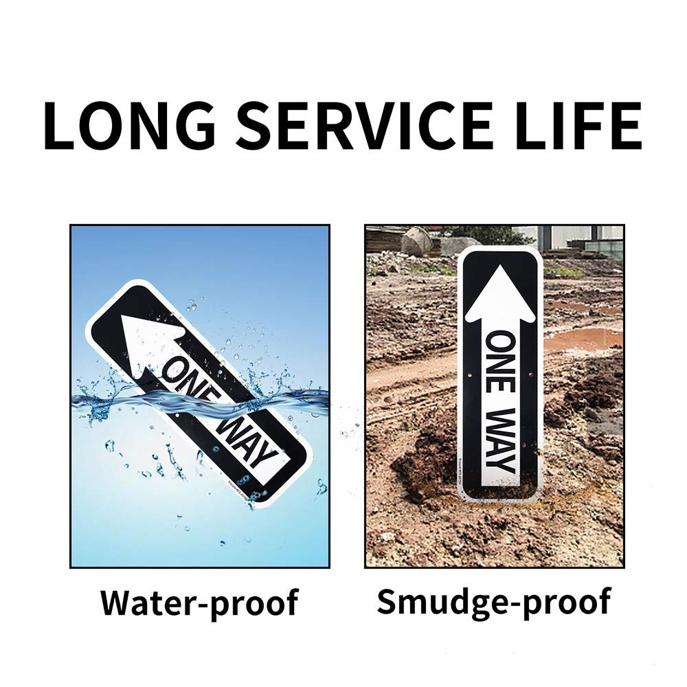 2 Pack 18×6 Inch One Way Signs with Left Arrow Rust-Free Aluminum Arrow Sign