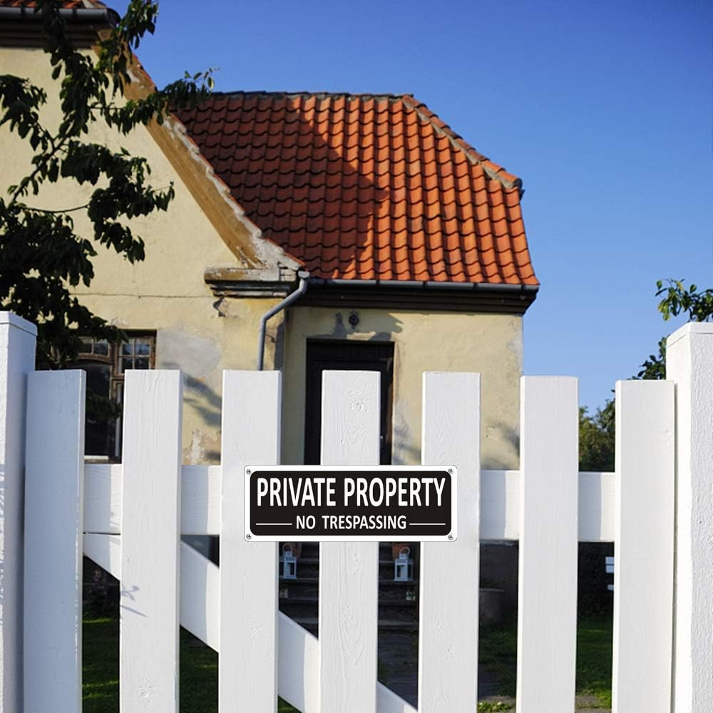2Pack 10×3.5In No Trespassing Metal Signs Private Property Aluminum Outdoor