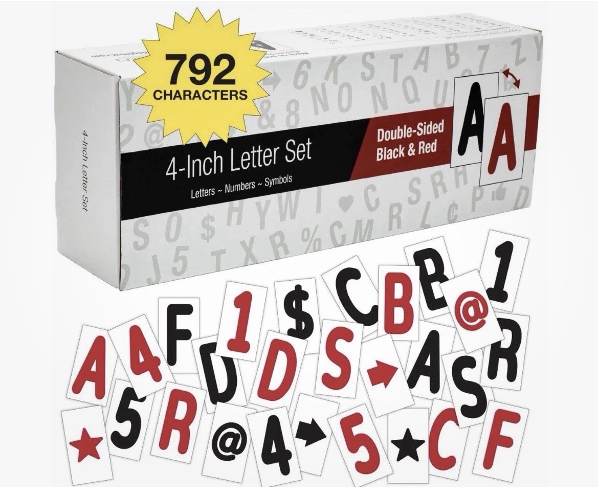 Swinging Sign Letters: 792 4” Letters, Symbols, and Numbers for Changeable DIY