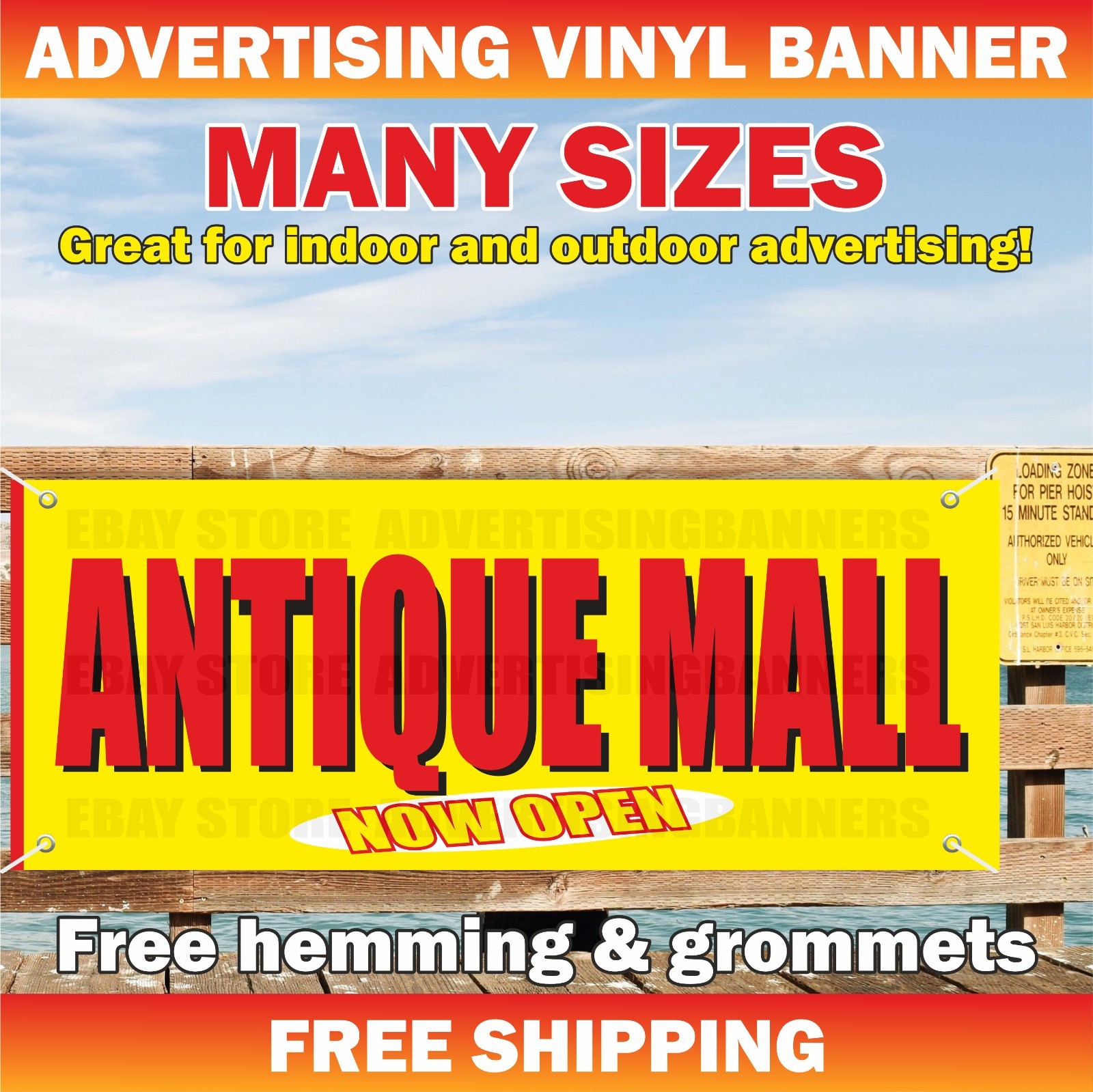 ANTIQUE MALL NOW OPEN Advertising Banner Vinyl Mesh Sign Accessories Shop Sale