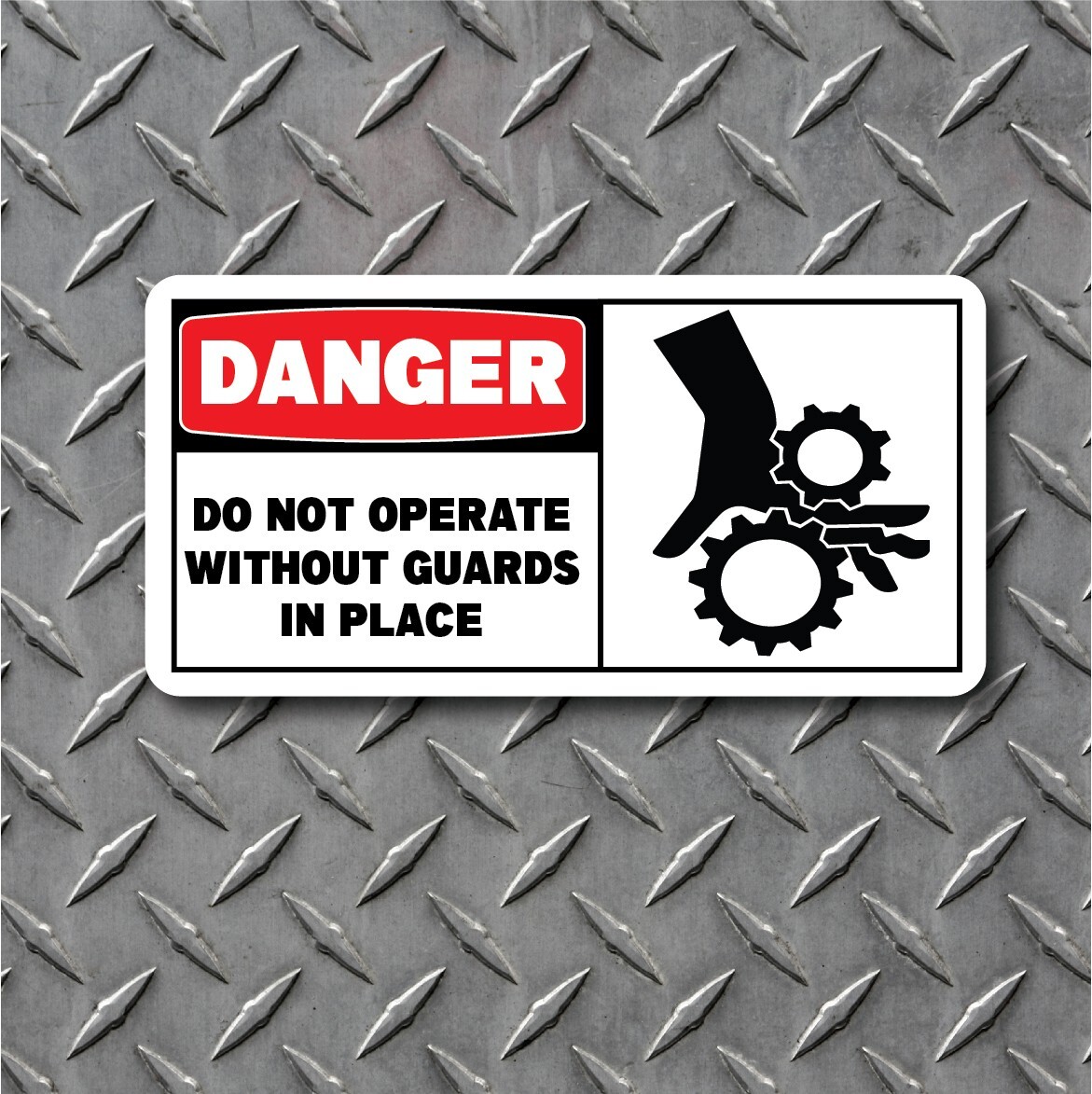 3&Prime;x6&Prime; Danger Sticker Do Not Operate Without Guards In Place Vinyl Decals ANSI