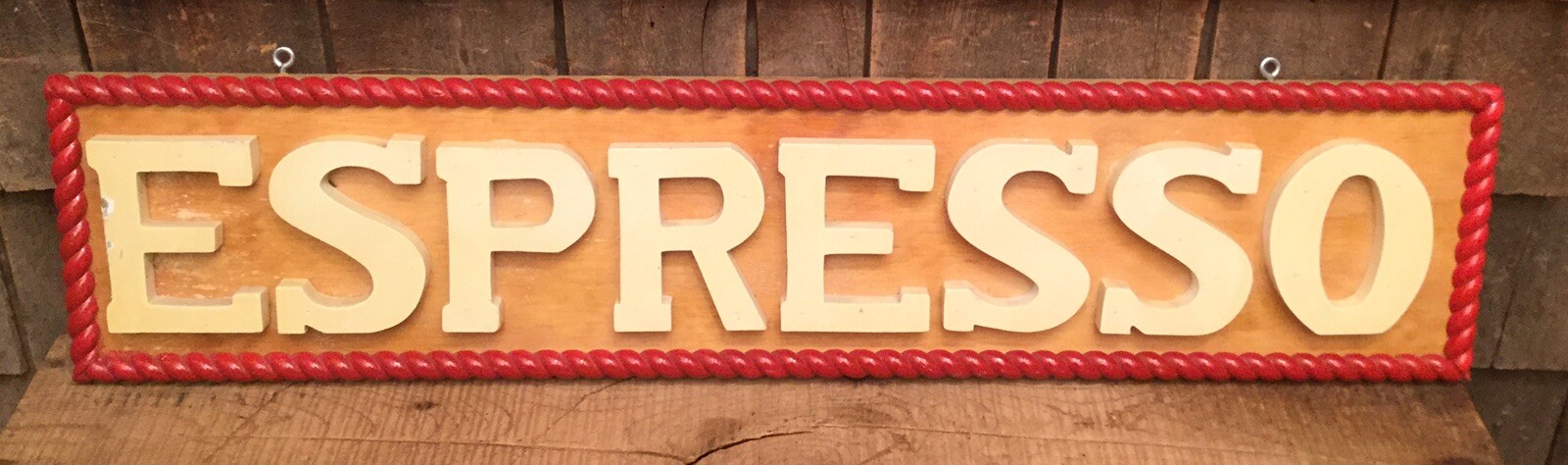 Vintage 3D Crafted Wooden Coffee Shop ESPRESSO Hanging Swing Advertising Sign