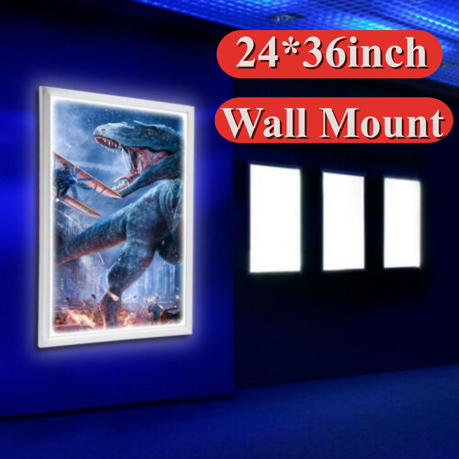 24&Prime;x36&Prime; LED Light Box Home Theater Movie Poster Frame Light Box Sign Silver 20W