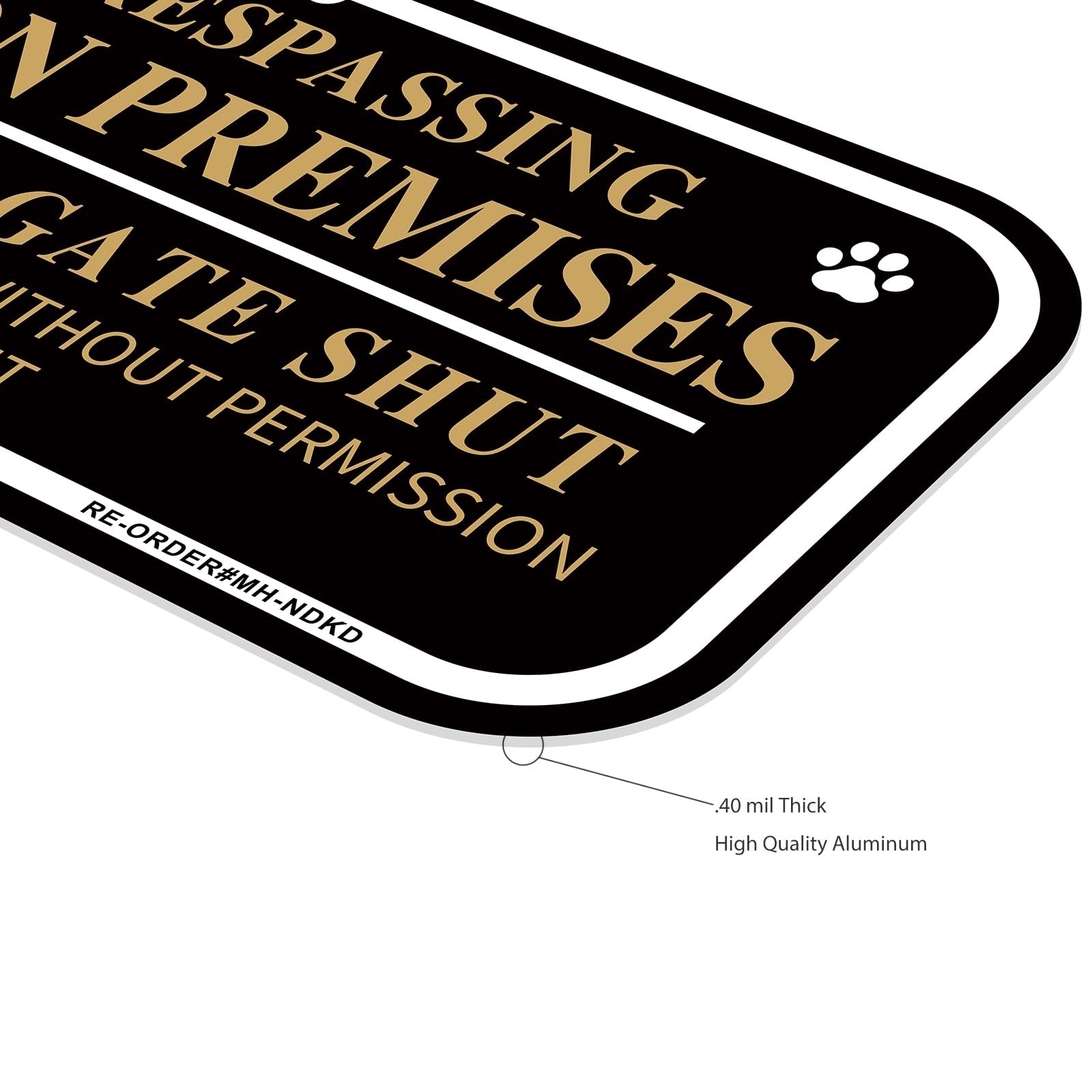 No Trespassing Dog On Premises Signs, 2 Pack Dog On Premises Keep Gate Shut S…