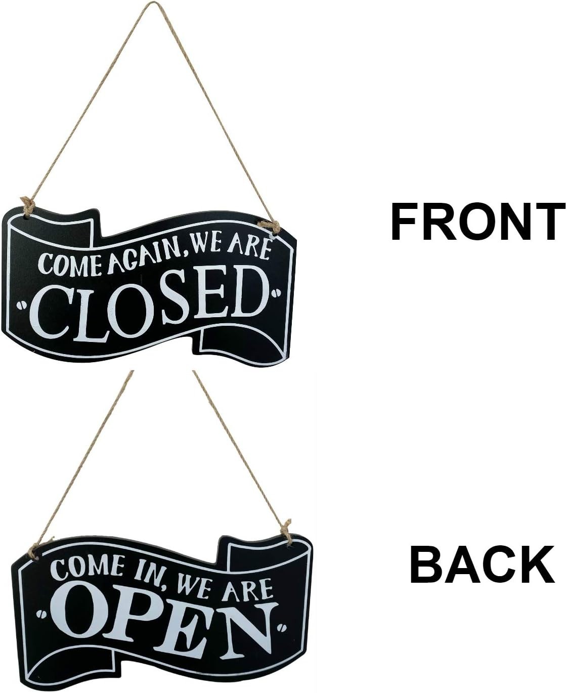 Customizable Open Closed Sign Bundle – Vintage Wood Design with Safety Kit