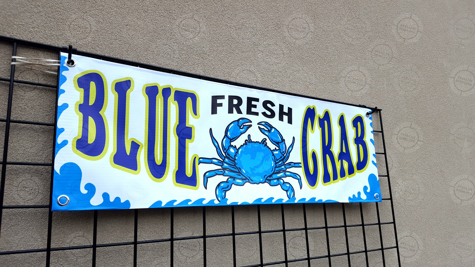 FRESH BLUE Crab Banner Food Restaurant Open Sign Shop Display Colorful Vinyl Cod