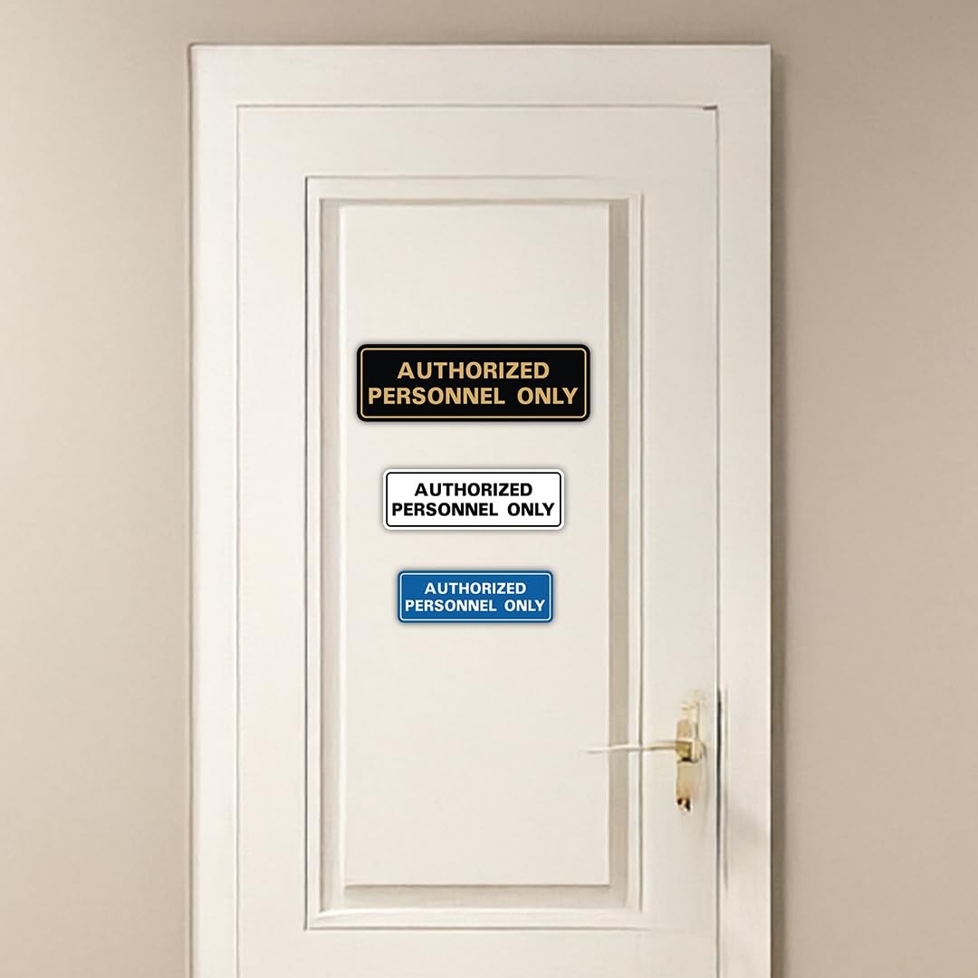1 Pack Authorized Personnel Only Wall Door Sign Secure Access Black Small