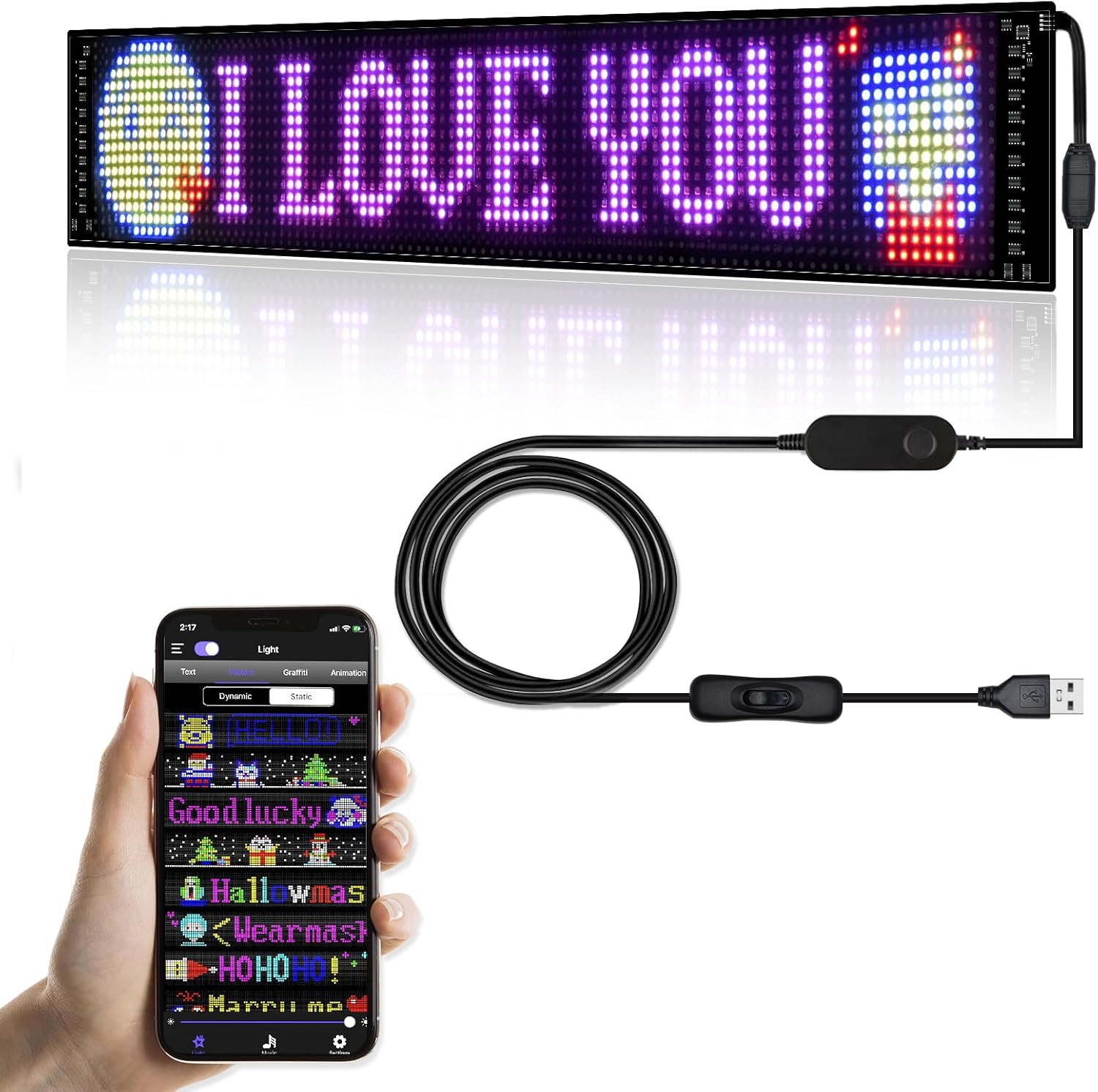 Programmable LED Sign for Business,Flexible Digital Sign,Scrolling LED Sign,Blue