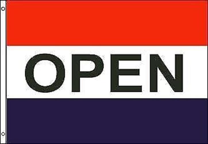 High Quality Open Polyester Flag Banner Sign | 3&rsquo;x 5&prime; | All Weather | Sturdy
