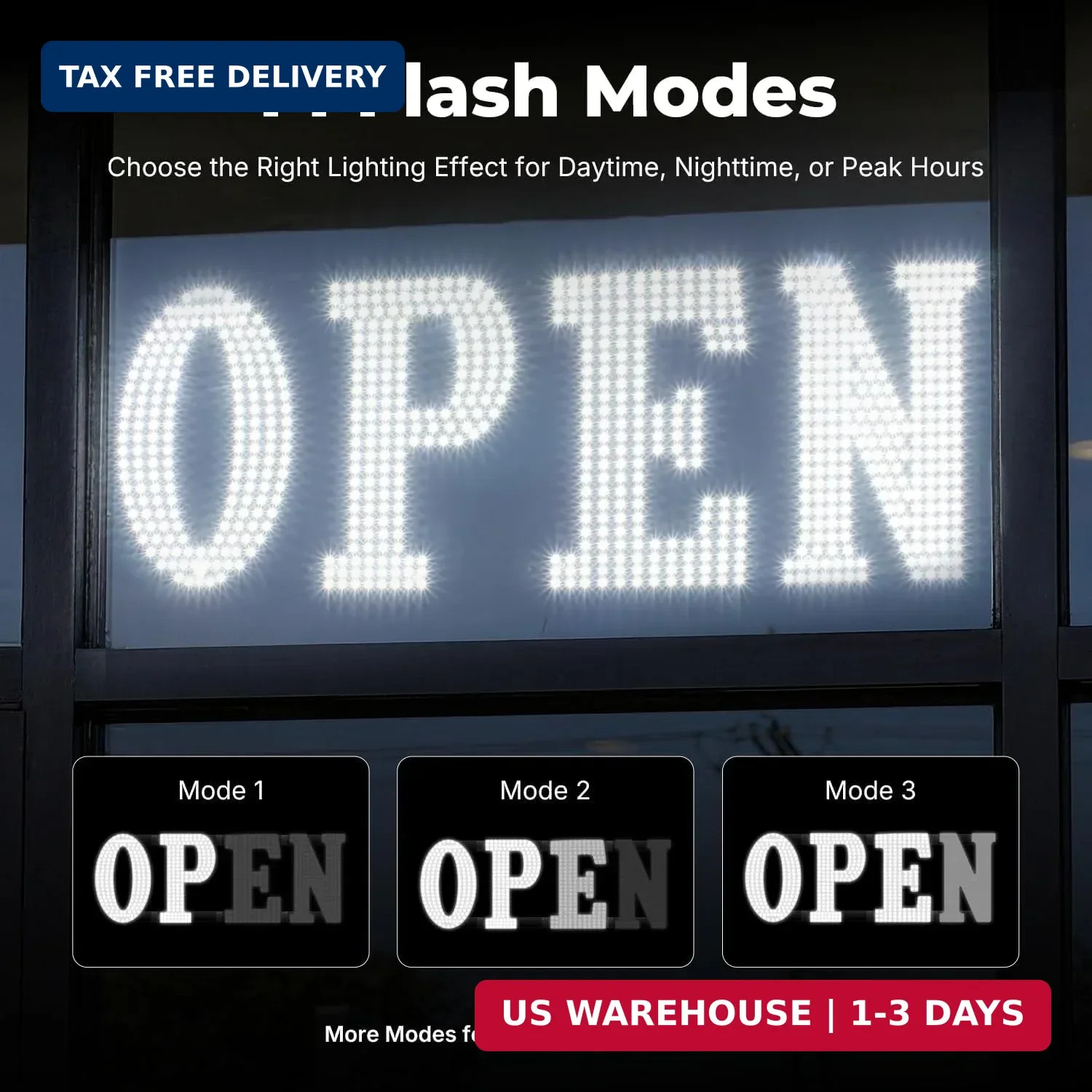 40&Prime; x 14&Prime; Large LED Open Sign with Remote Control High Bright Visibility Busines
