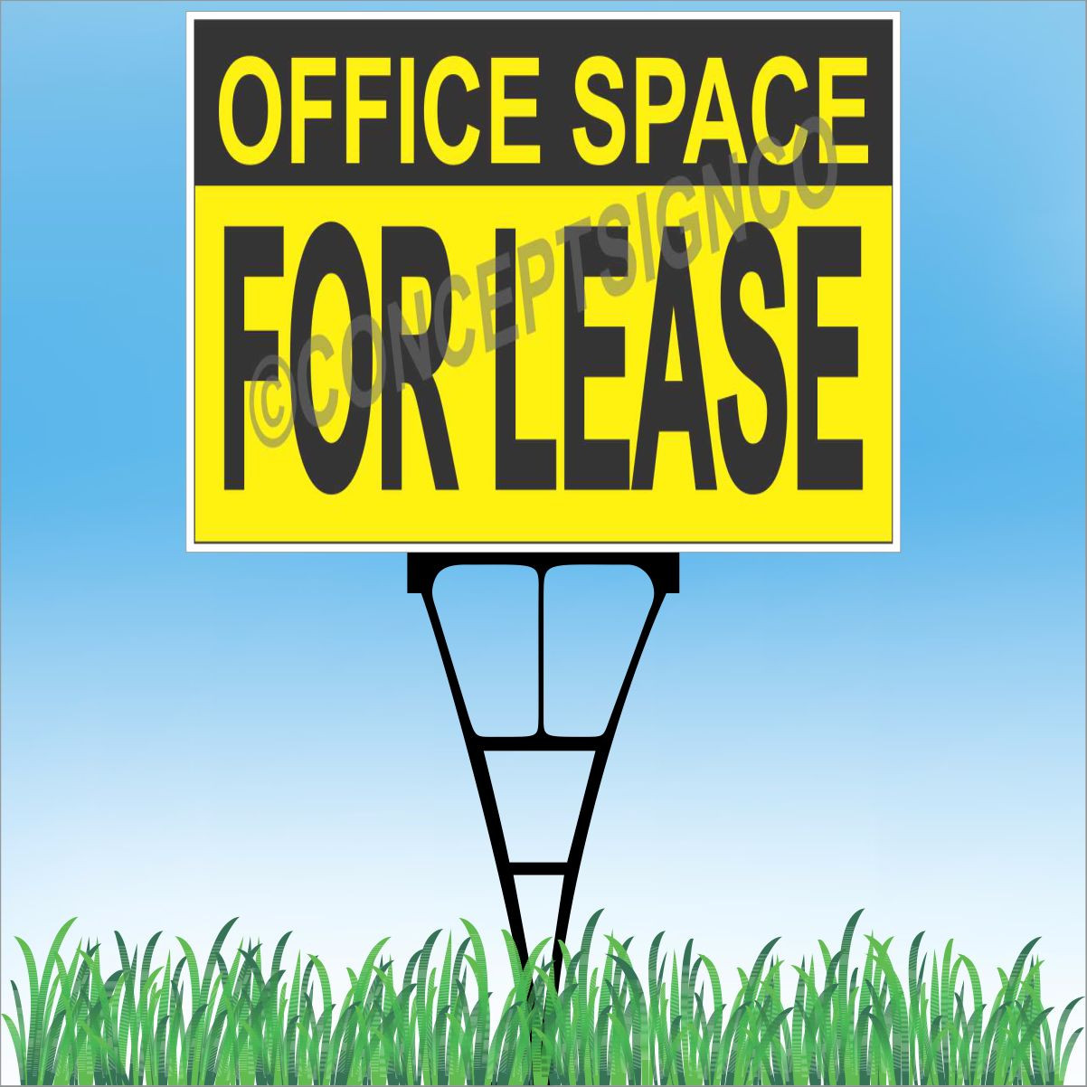 18&Prime;x24&Prime; OFFICE SPACE FOR LEASE Outdoor Yard Sign & Stake Lawn Real Estate Work
