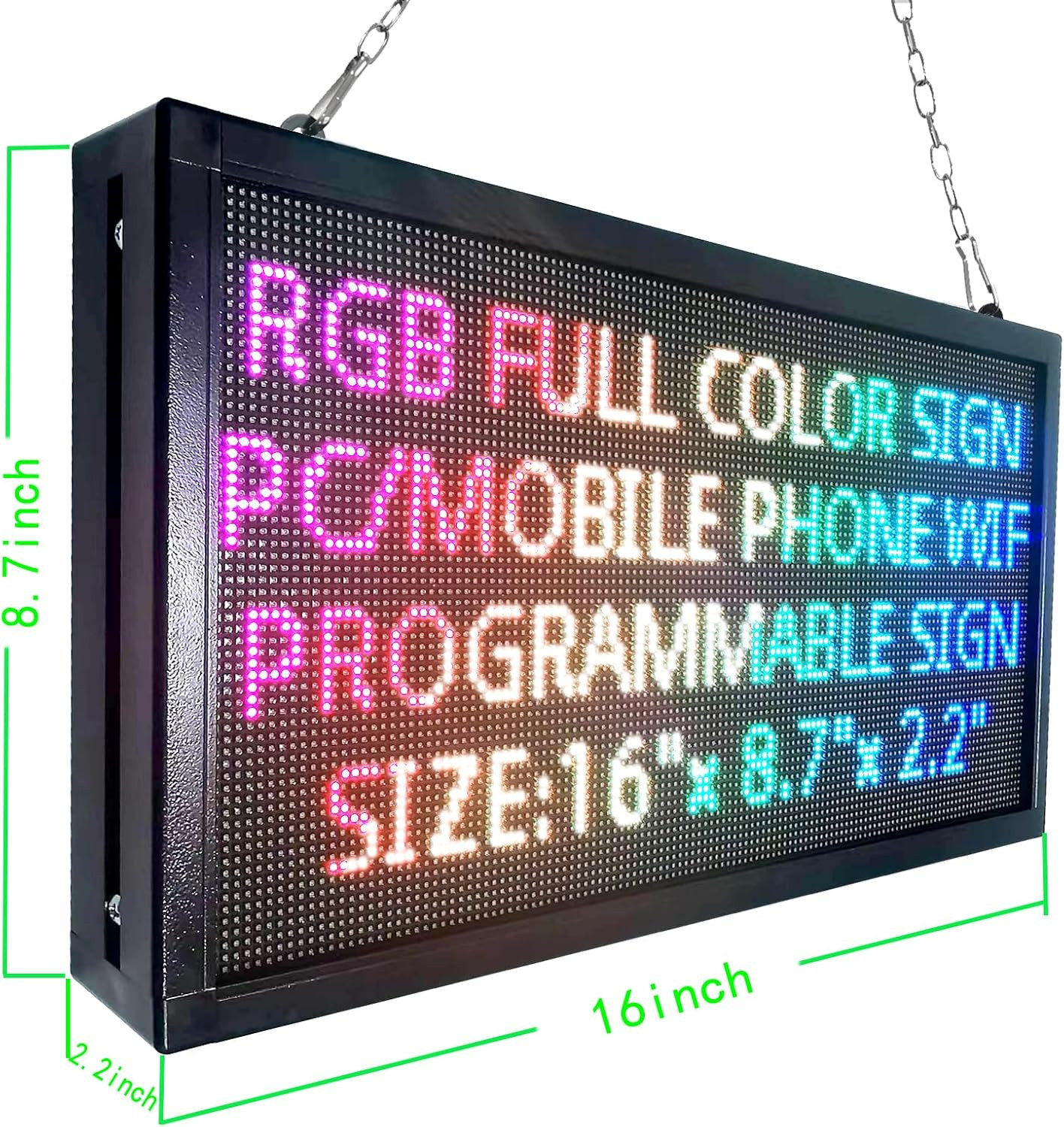P3 Full Color LED Sign 16&Prime;x8.7&Prime; – Wifi Programmable Scrolling Display Board